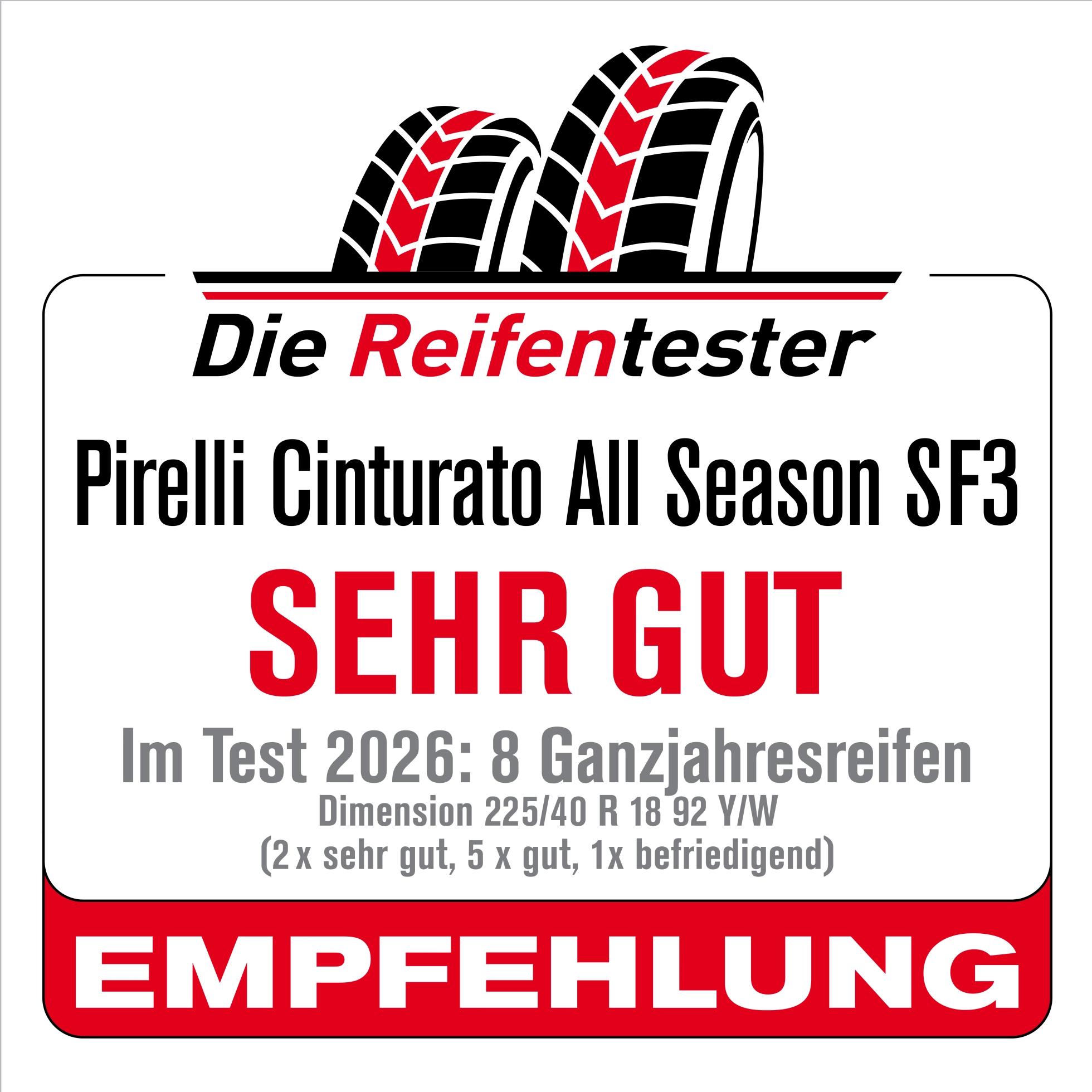 Reifentester-Testsiegel Pirelli